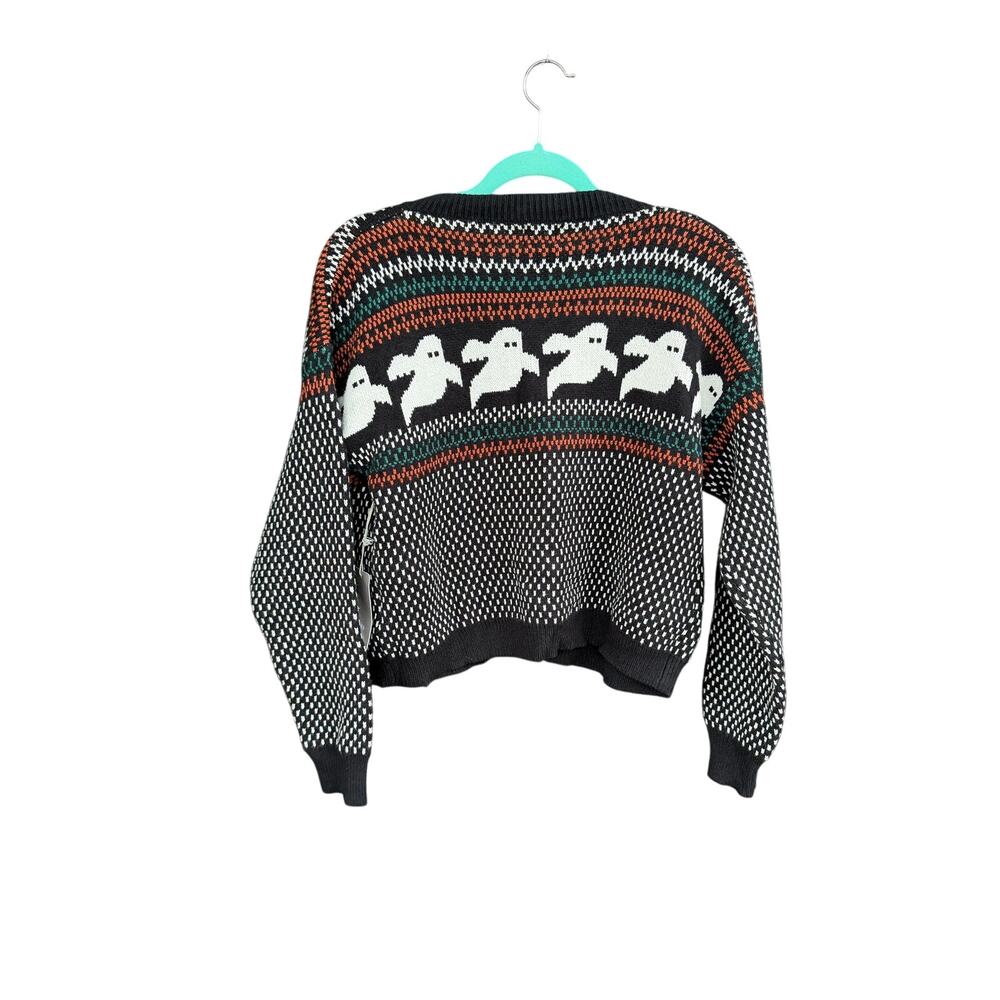 NWT LUNA IVY Ghost Fair Isle Knit Cardigan Sweater | Halloween Spooky Cute Small - Picture 9 of 9